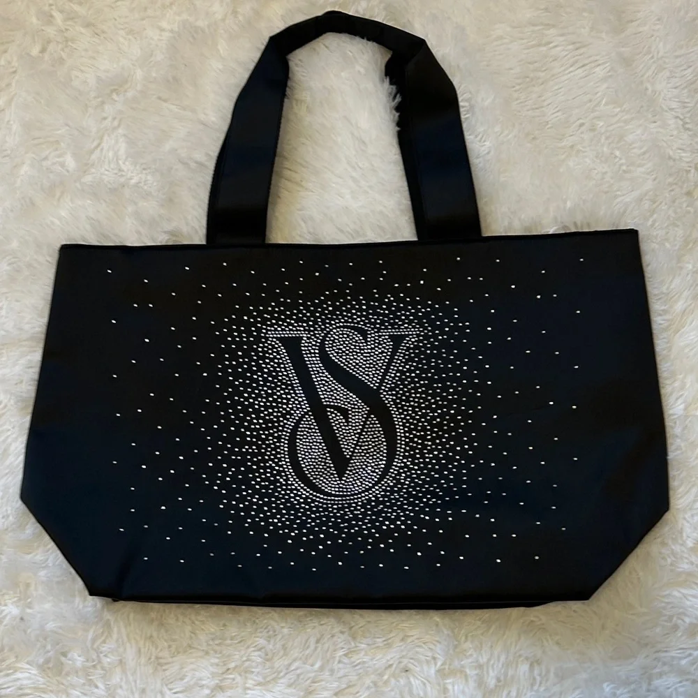 Victoria's Secret Black Tote with Silver Accents - Picture 1 of 5